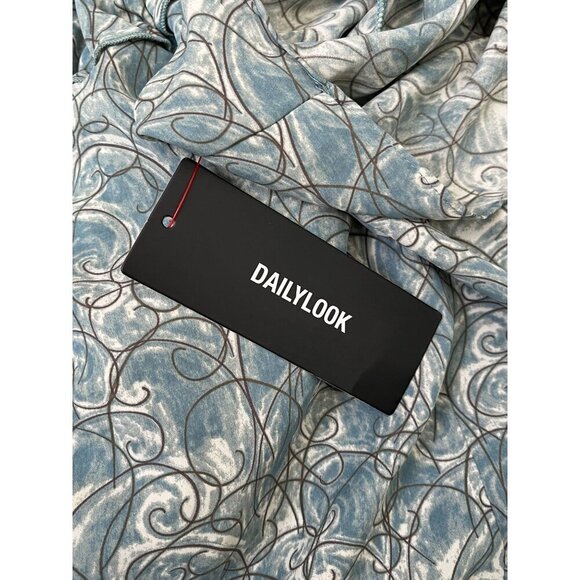 ✨ Bishop + Young Smocked Ruffle Flutter Sleeve Blouse Soft Teal Print Small NWT - Picture 8 of 9